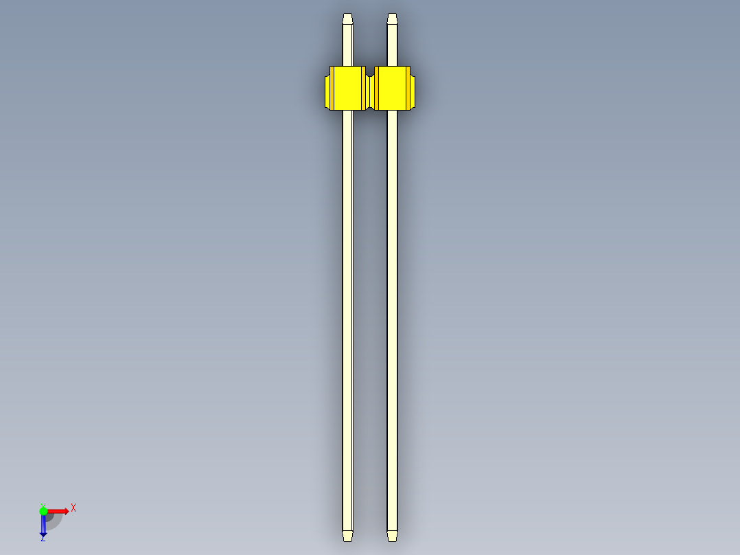 彩色公头100mil（2.54mm）系列-DS1021_yellow_2x02p_100mil_Type43_rev1.0俯视图