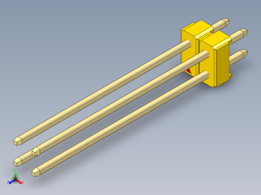 彩色公头100mil（2.54mm）系列-DS1021_yellow_2x02p_100mil_Type43_rev1.0正等轴测缩略图