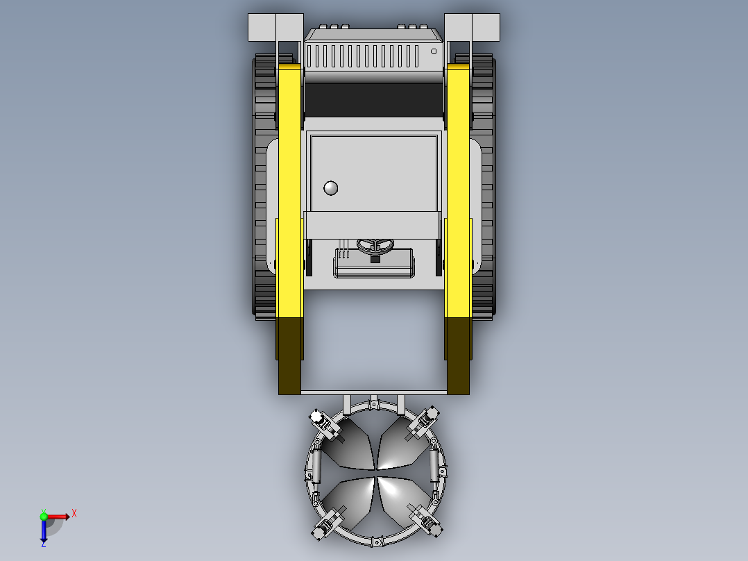 苗圃移栽机车体三维图俯视图