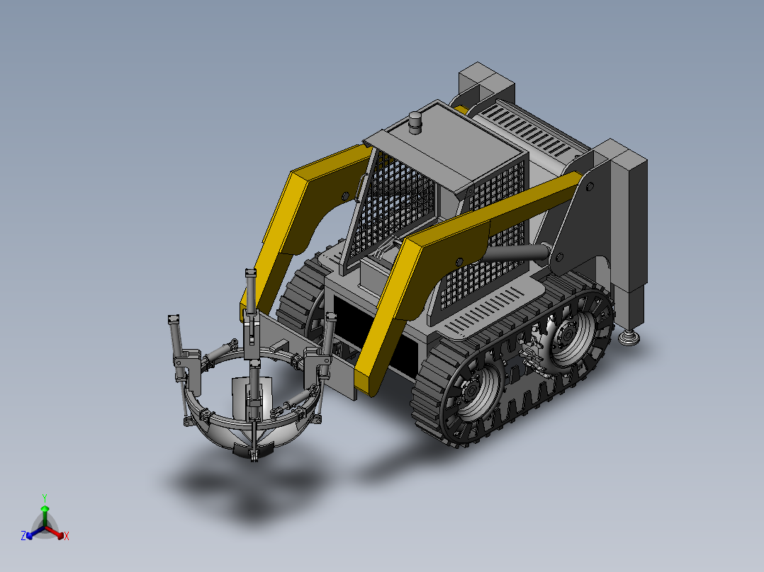 苗圃移栽机车体三维图正等轴测图