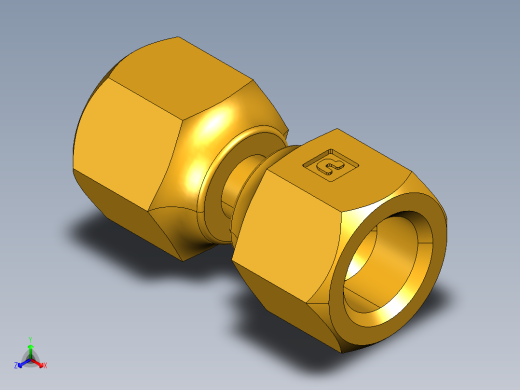 扩口式工业通用硬管接头Swivel Nut Valve Connector 14FSV-4正等轴测缩略图