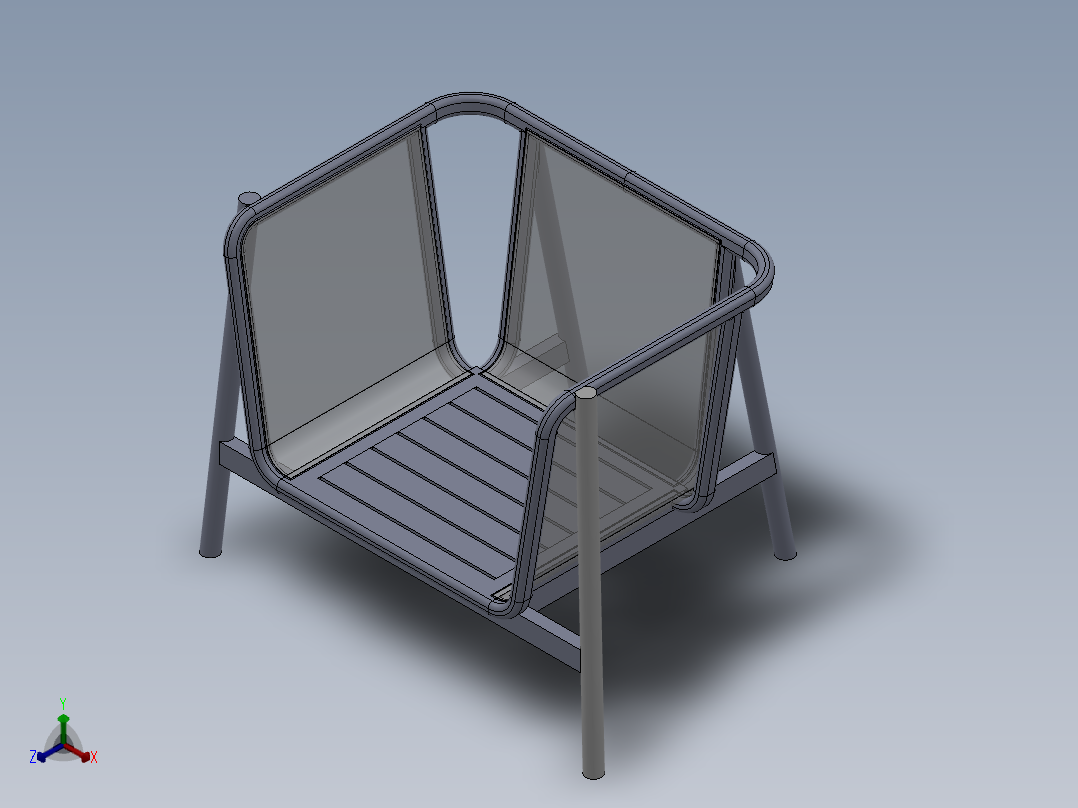 A0003233-扶手椅柚木藤椅正等轴测图