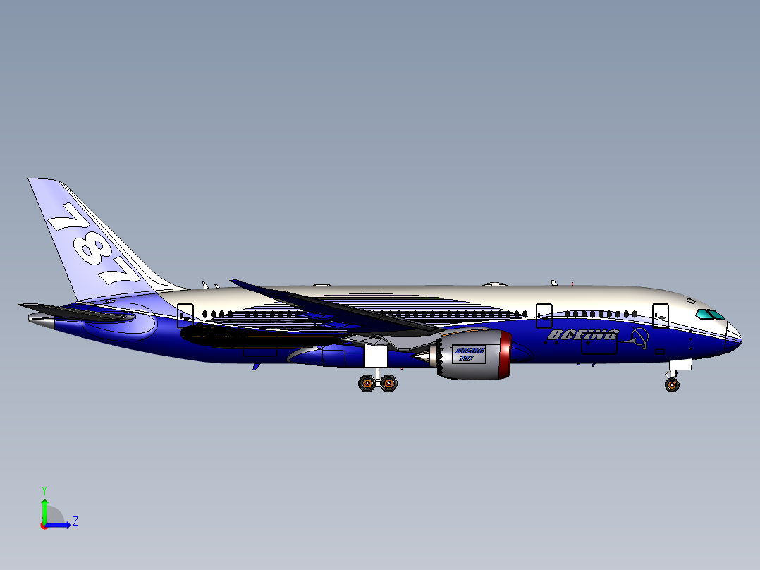 波音787梦幻客机左视图