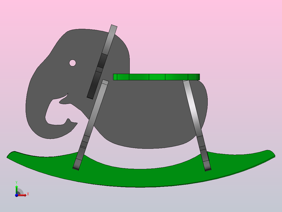 大象木马摇摇椅前视图