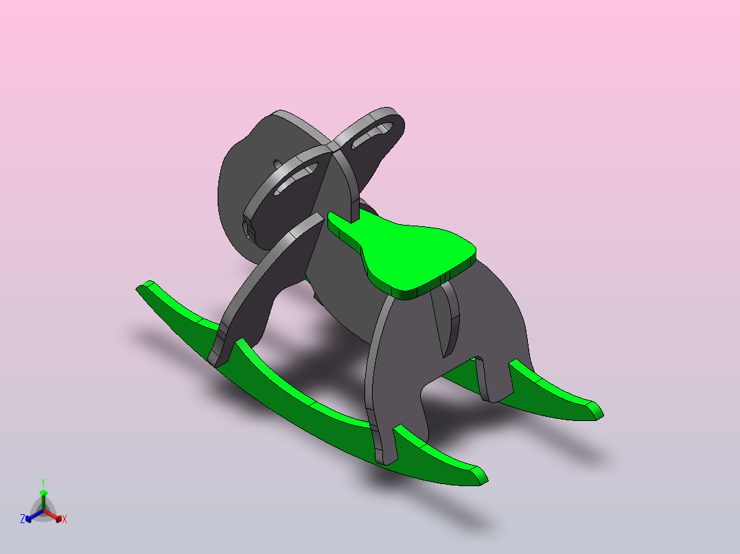 大象木马摇摇椅正等轴测图