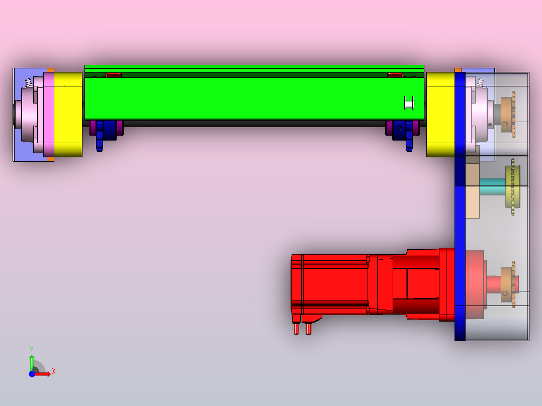 2米链板线3D模型前视图