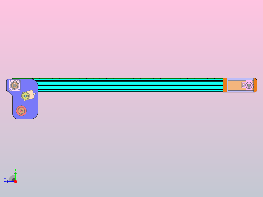2米链板线3D模型右视图