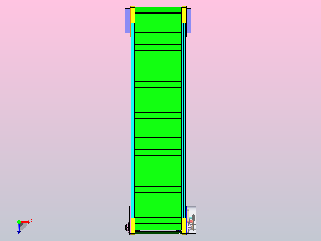 2米链板线3D模型俯视图