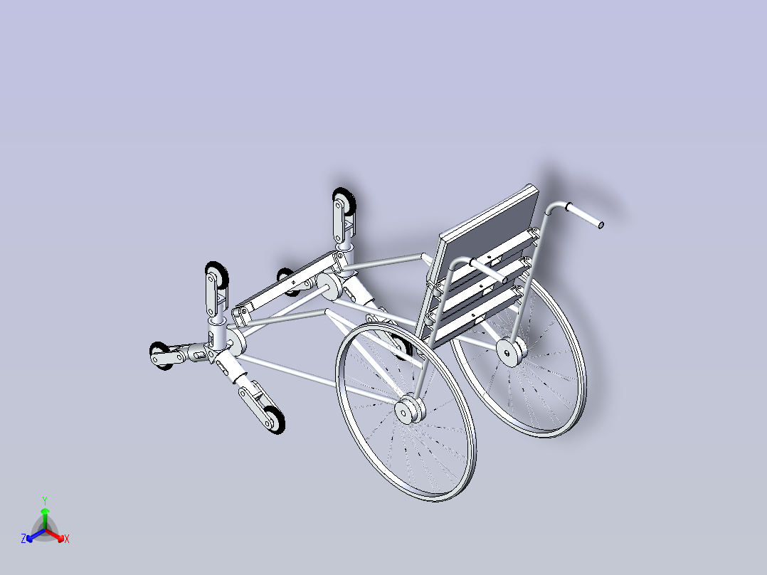 折叠式轮椅医疗车简易框架3D数模主视图