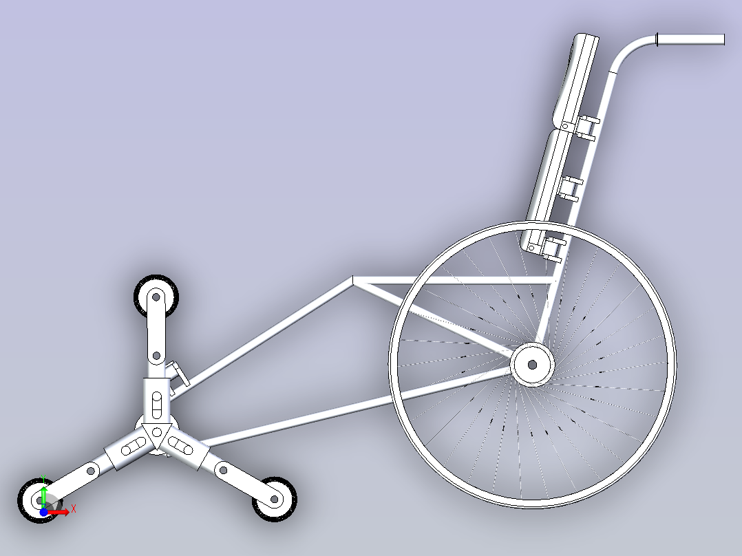 折叠式轮椅医疗车简易框架3D数模前视图