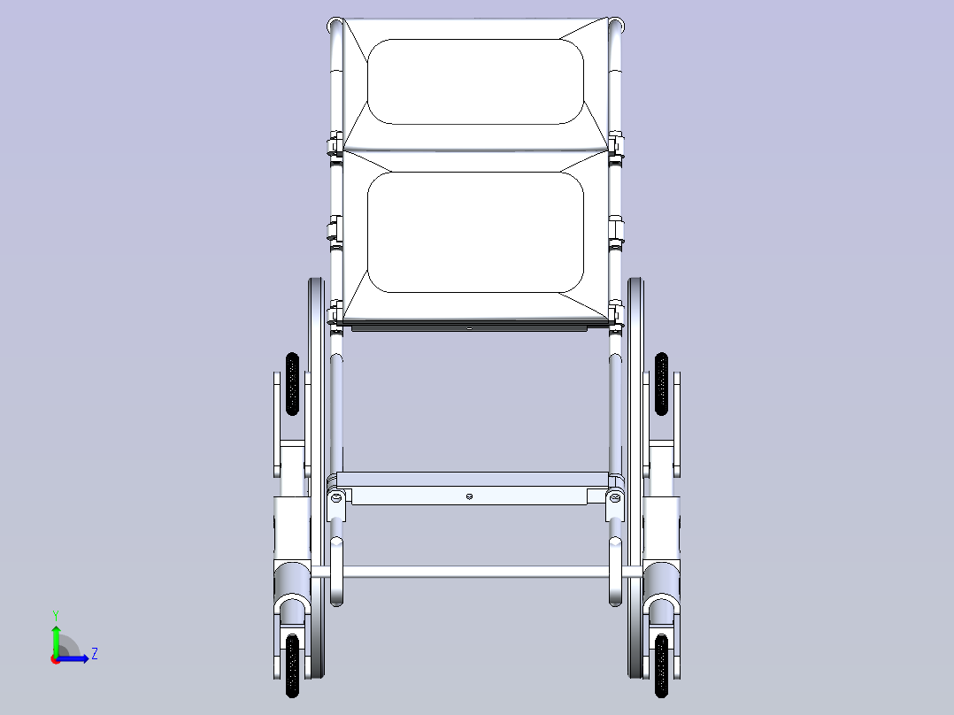 折叠式轮椅医疗车简易框架3D数模左视图