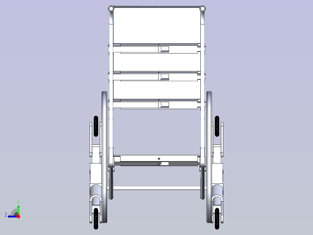 折叠式轮椅医疗车简易框架3D数模右视图