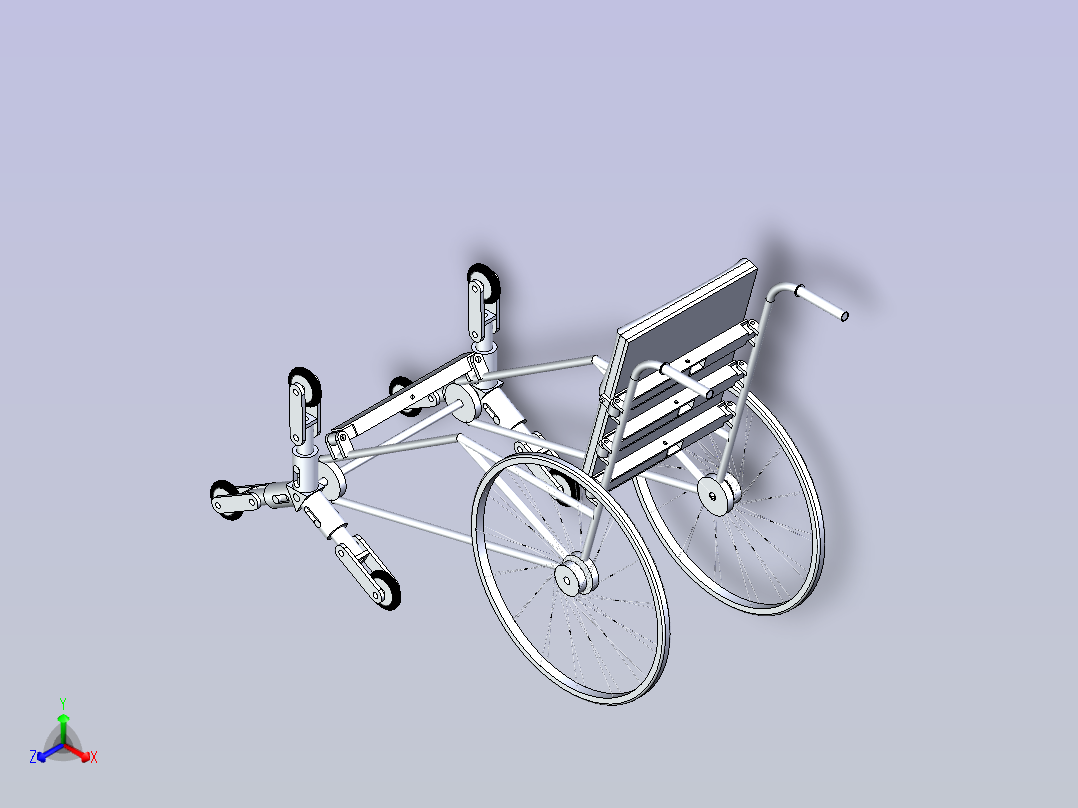 折叠式轮椅医疗车简易框架3D数模正等轴测图