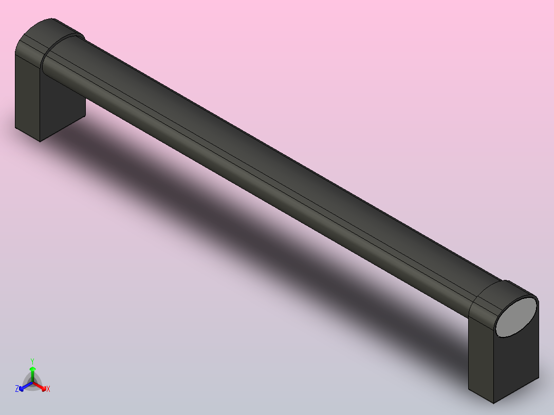 GN 334-36-400-椭圆管状手柄拉手把手手柄正等轴测图