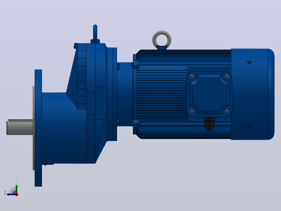 RXF77法兰轴伸式安装斜齿轮减速机RX77-Y1.5-4P-90L-M1-0°-Φ250右视图