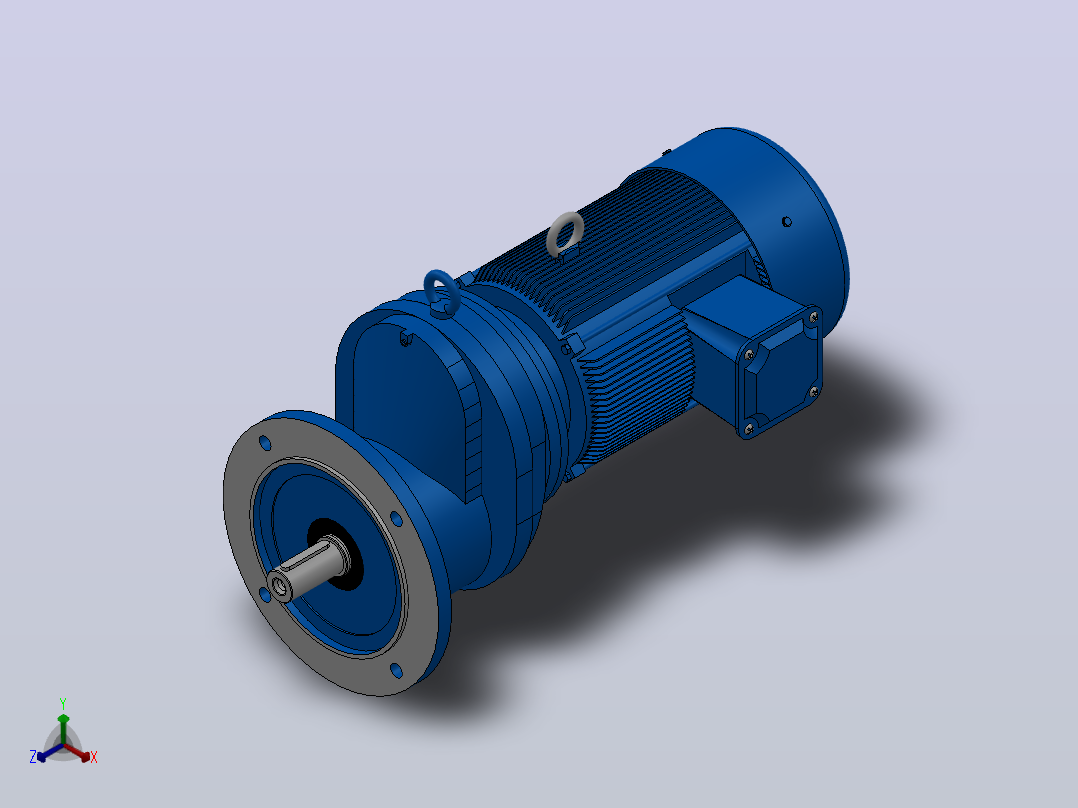 RXF77法兰轴伸式安装斜齿轮减速机RX77-Y1.5-4P-90L-M1-0°-Φ250正等轴测图