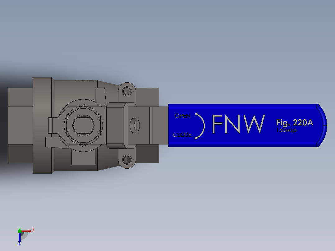 FNW-FNW220ASEF二片式内螺纹球阀俯视图