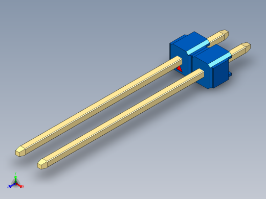 彩色公头100mil（2.54mm）系列-DS1021_blue_1x02p_100mil_Type19_rev1.0正等轴测缩略图