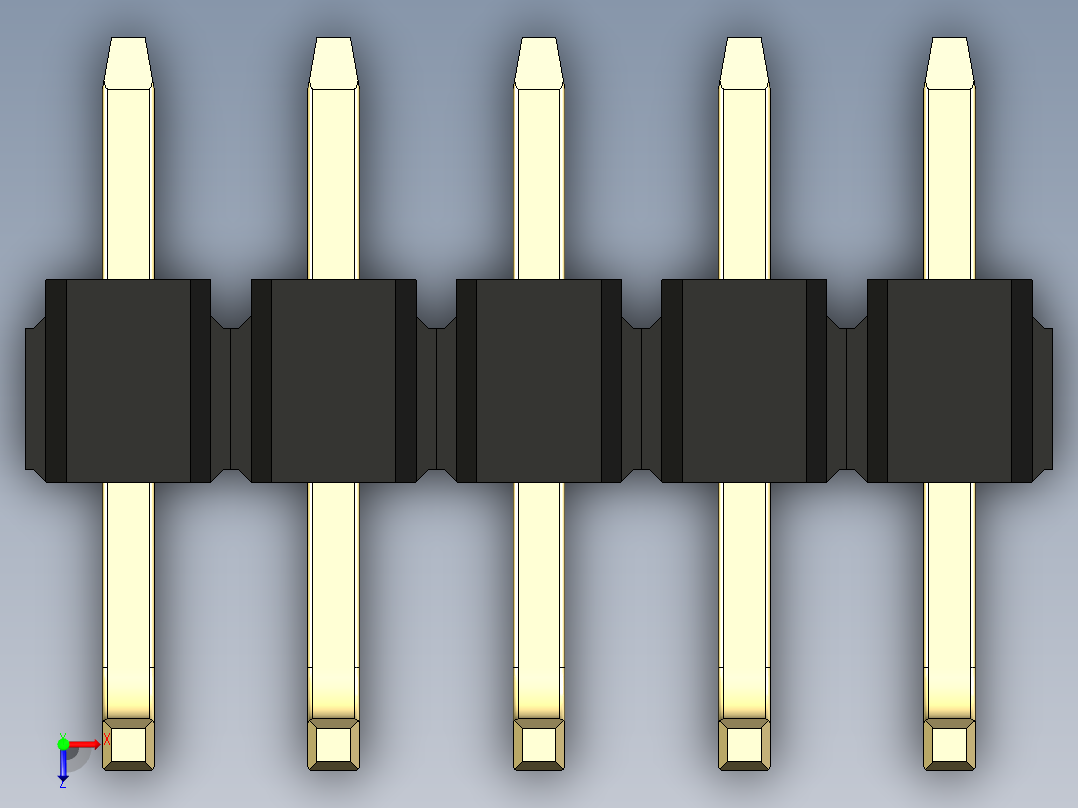 彩色公排针 100mil 2.54mm 系列-DS1022_black_05p_100mil_TypeU_rev1.0俯视图