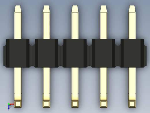 彩色公排针 100mil 2.54mm 系列-DS1022_black_05p_100mil_TypeU_rev1.0俯视缩略图