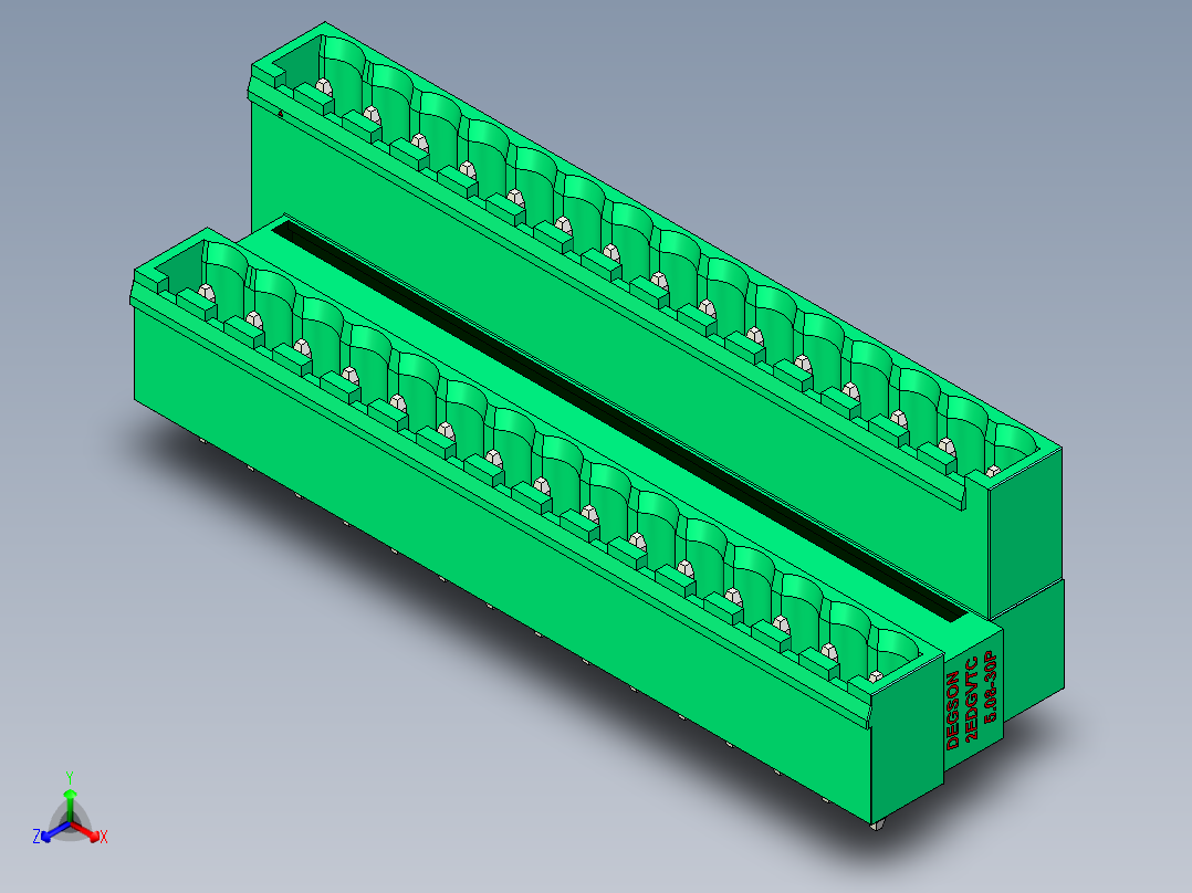 DEGSON 2EDG 系列 5.08mm 可插拔接线端子组-2EDGVTC-5.08-30P-14-00AH正等轴测图