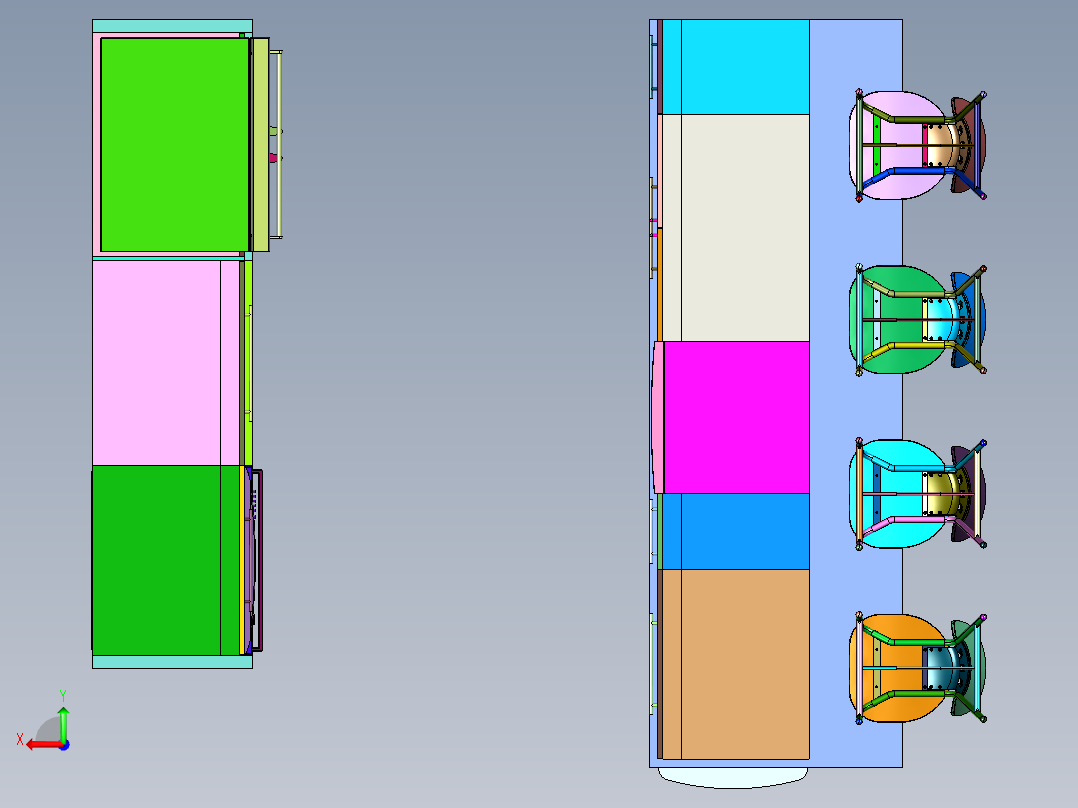 现代欧式整体开放式厨房俯视图