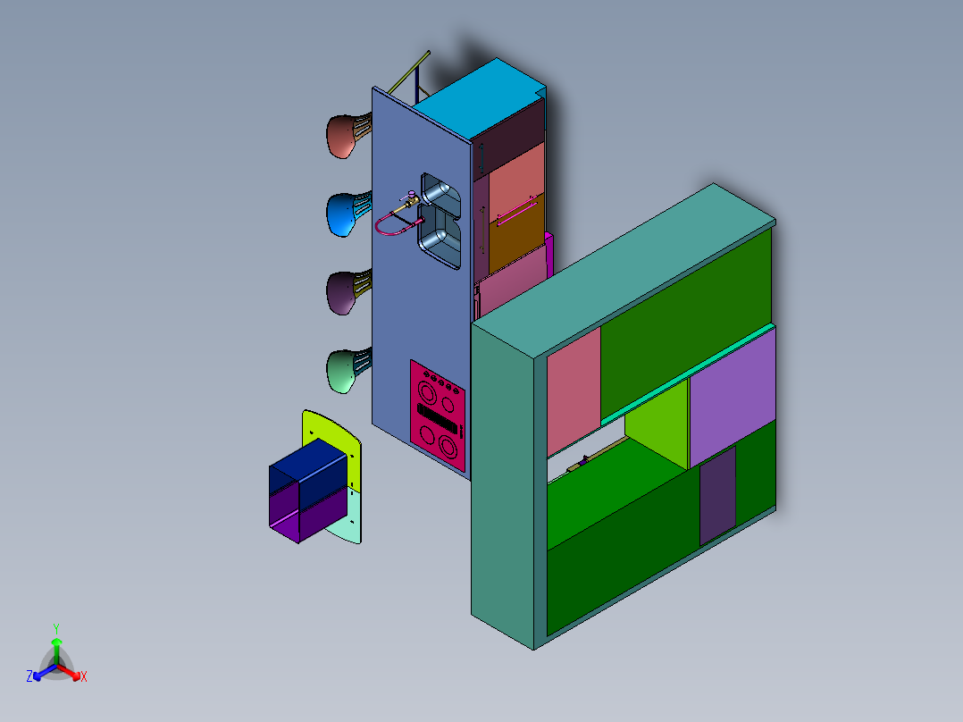 现代欧式整体开放式厨房正等轴测图