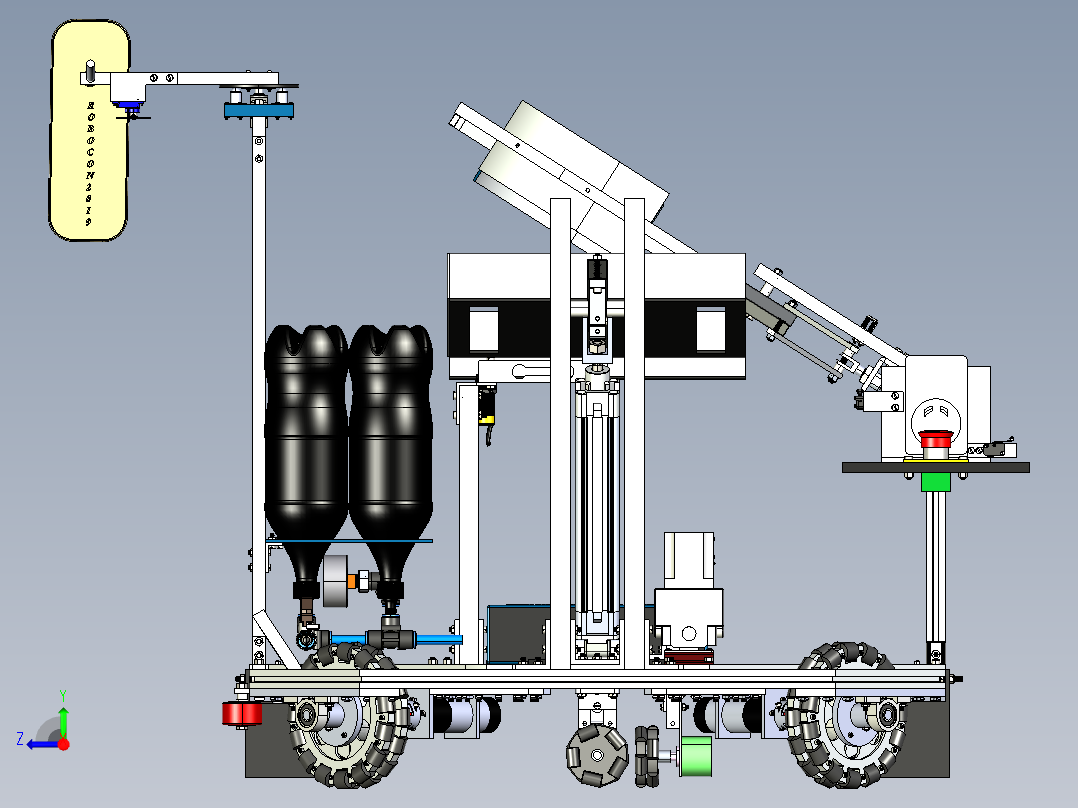 Holonomic drive robot全向轮机器人车式右视图