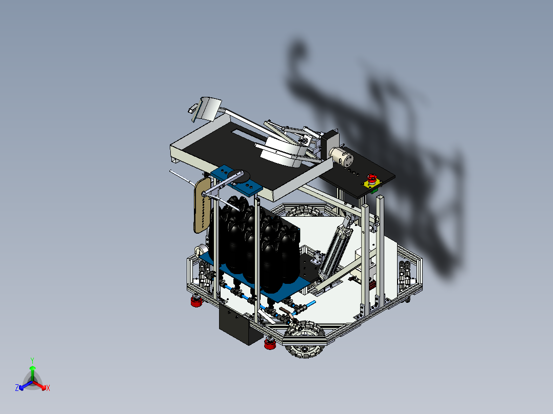 Holonomic drive robot全向轮机器人车式正等轴测图