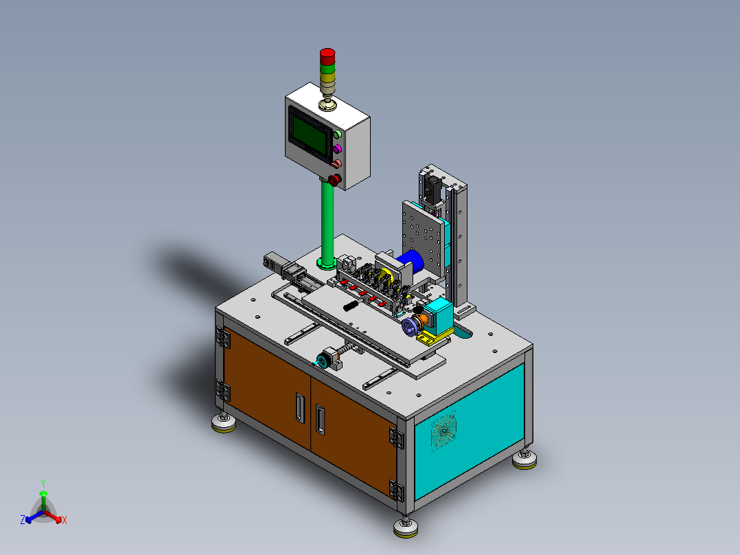 五轴碳刷精磨机sw18可编辑正等轴测图