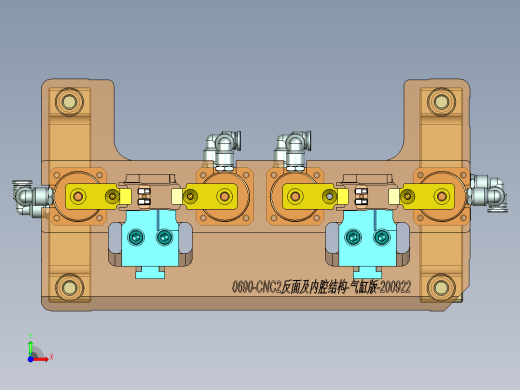 320-0690小零件CNC工装夹具三维模型-CNC2反面及内腔结构加工治具-气缸版-200927前视缩略图