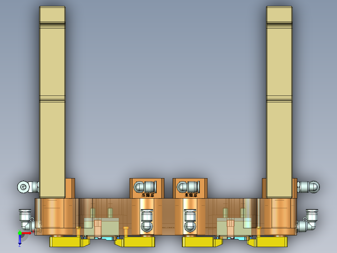 320-0690小零件CNC工装夹具三维模型-CNC2反面及内腔结构加工治具-气缸版-200927俯视图