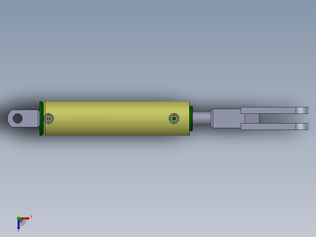 焊接式液压缸（前后安装）88.9x38.1x331.2毫米俯视图