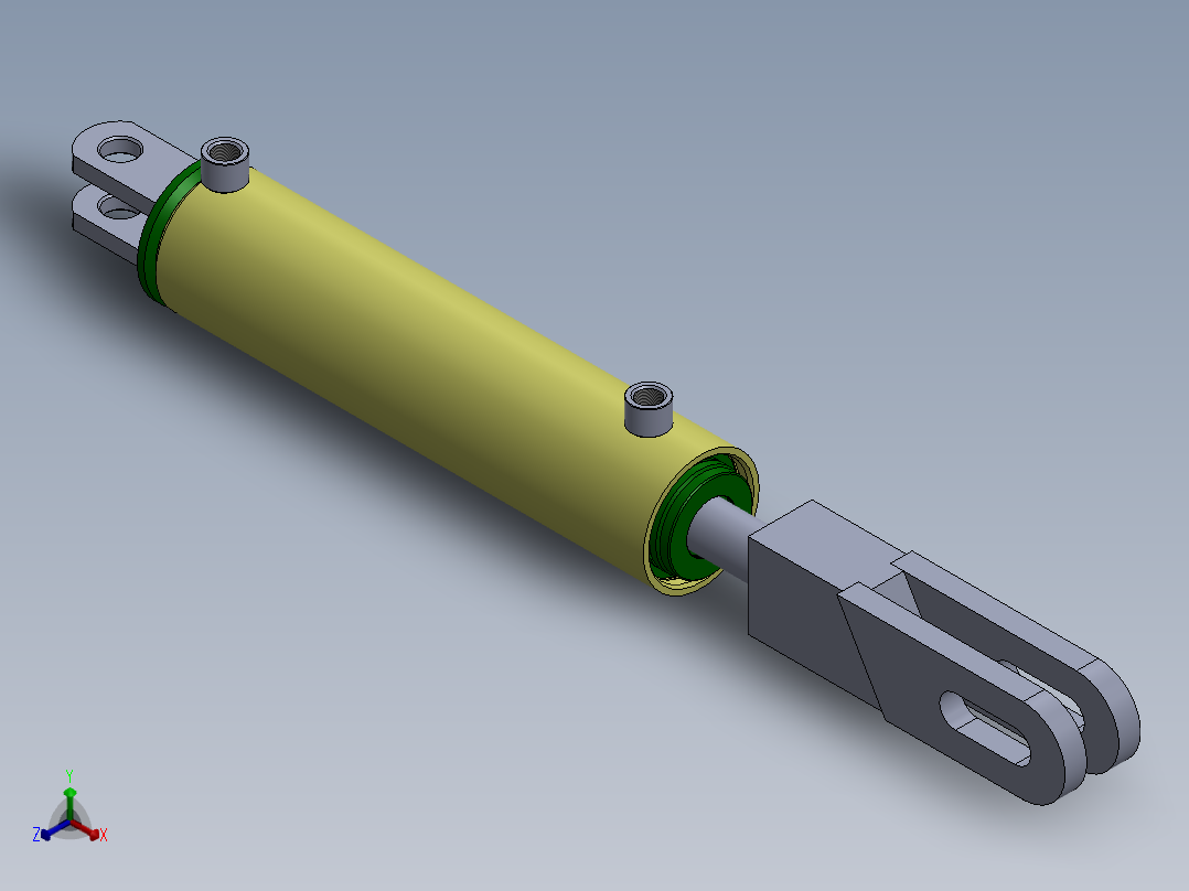 焊接式液压缸（前后安装）88.9x38.1x331.2毫米正等轴测图