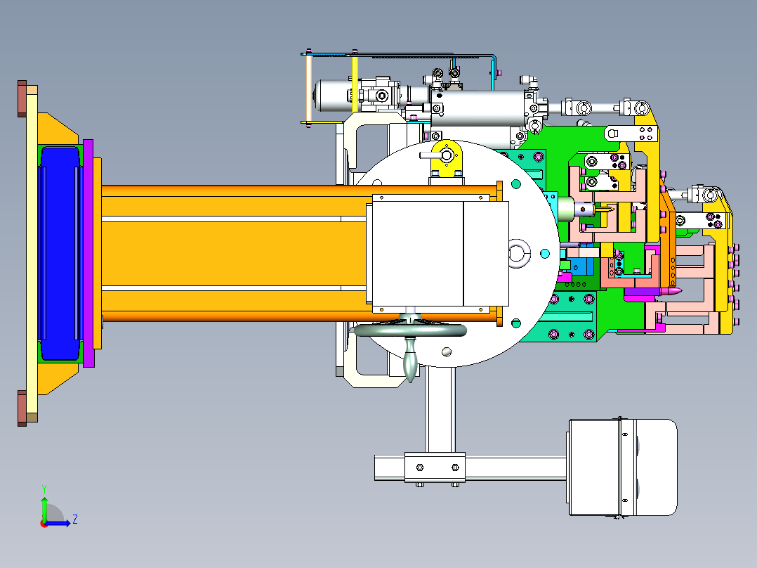 汽车纵梁组件的焊接工装与变位机左视图