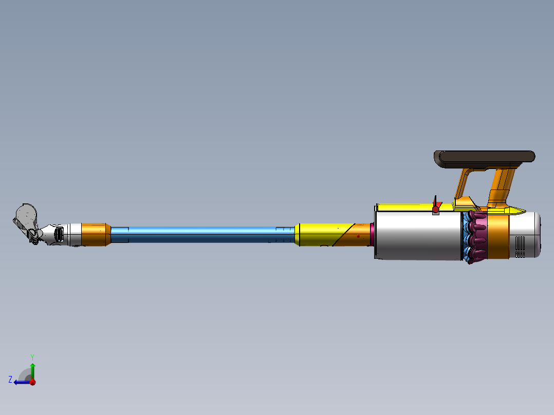 高效吸尘器、吸尘器、3D设计图、家用吸尘器模型右视图