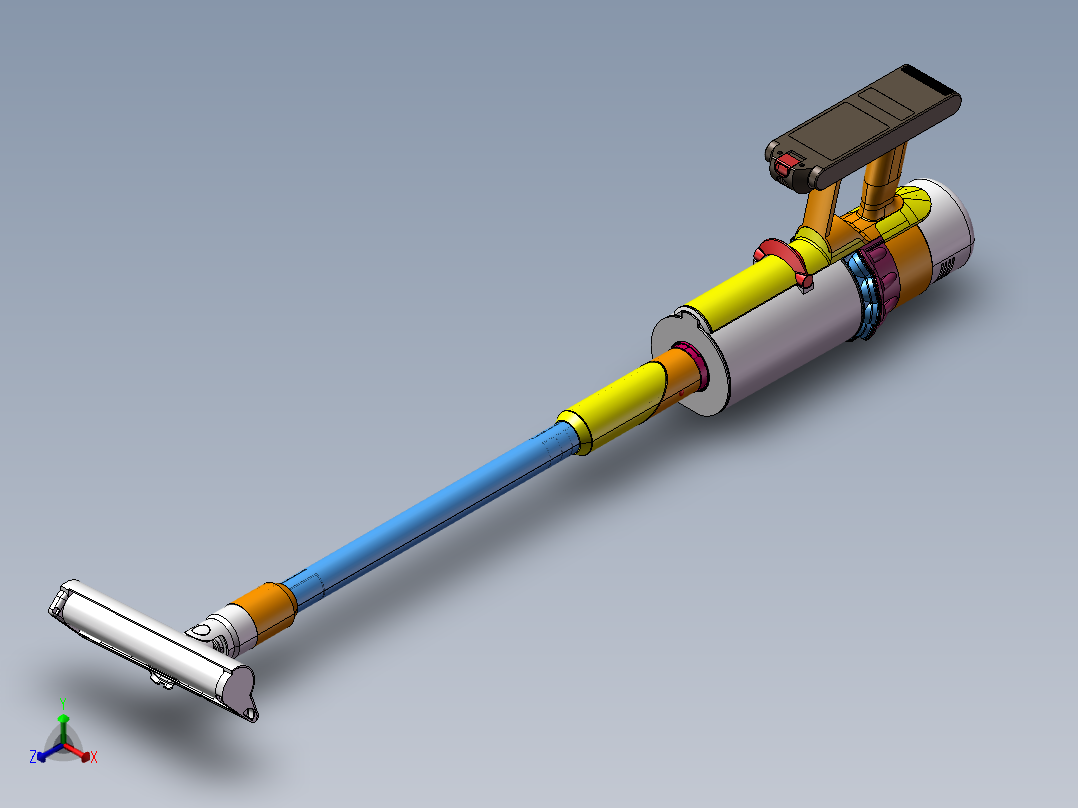 高效吸尘器、吸尘器、3D设计图、家用吸尘器模型正等轴测图