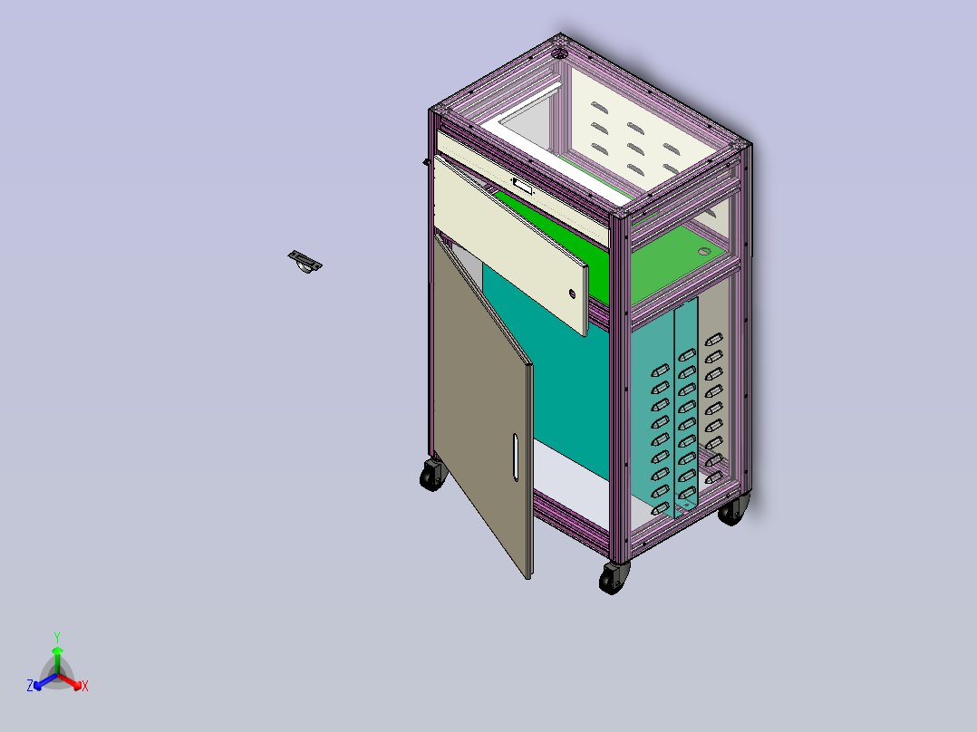 可移动电器柜正等轴测图
