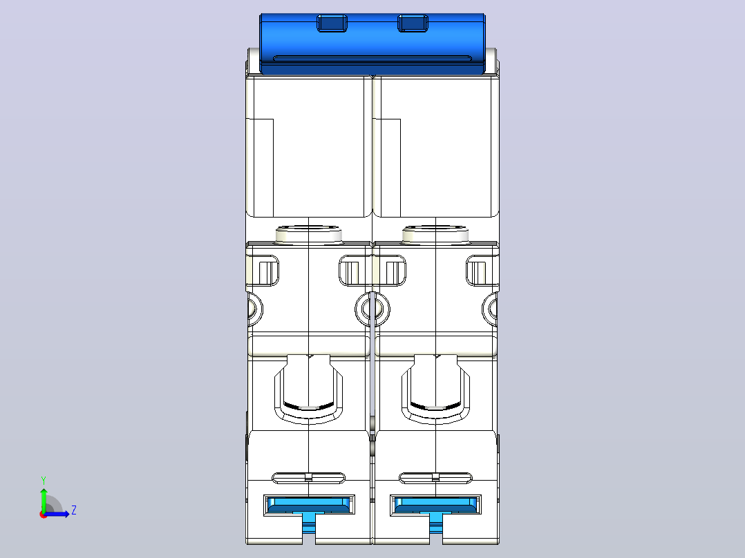 NXB-63T 2P小型断路器三维模型202404左视图