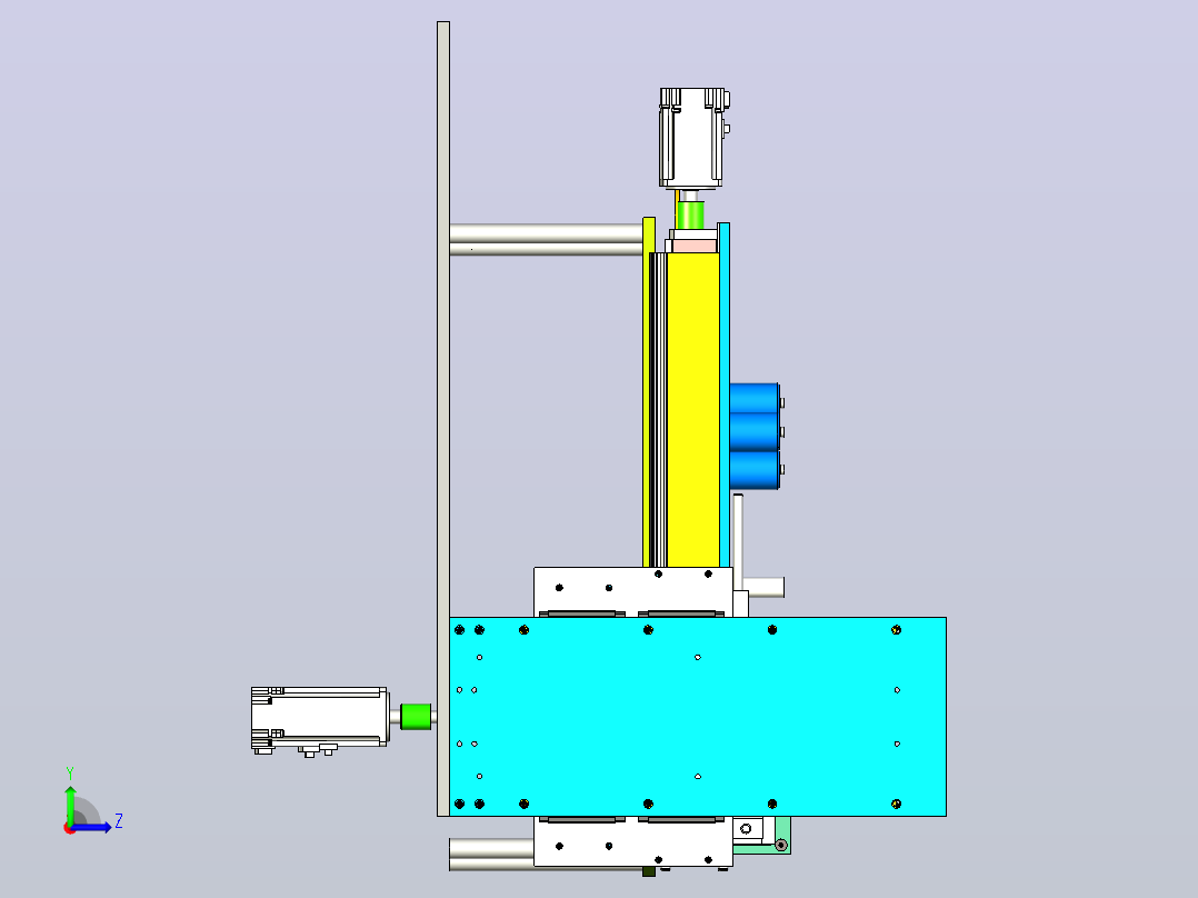 2轴贴标签机构3D模型左视图