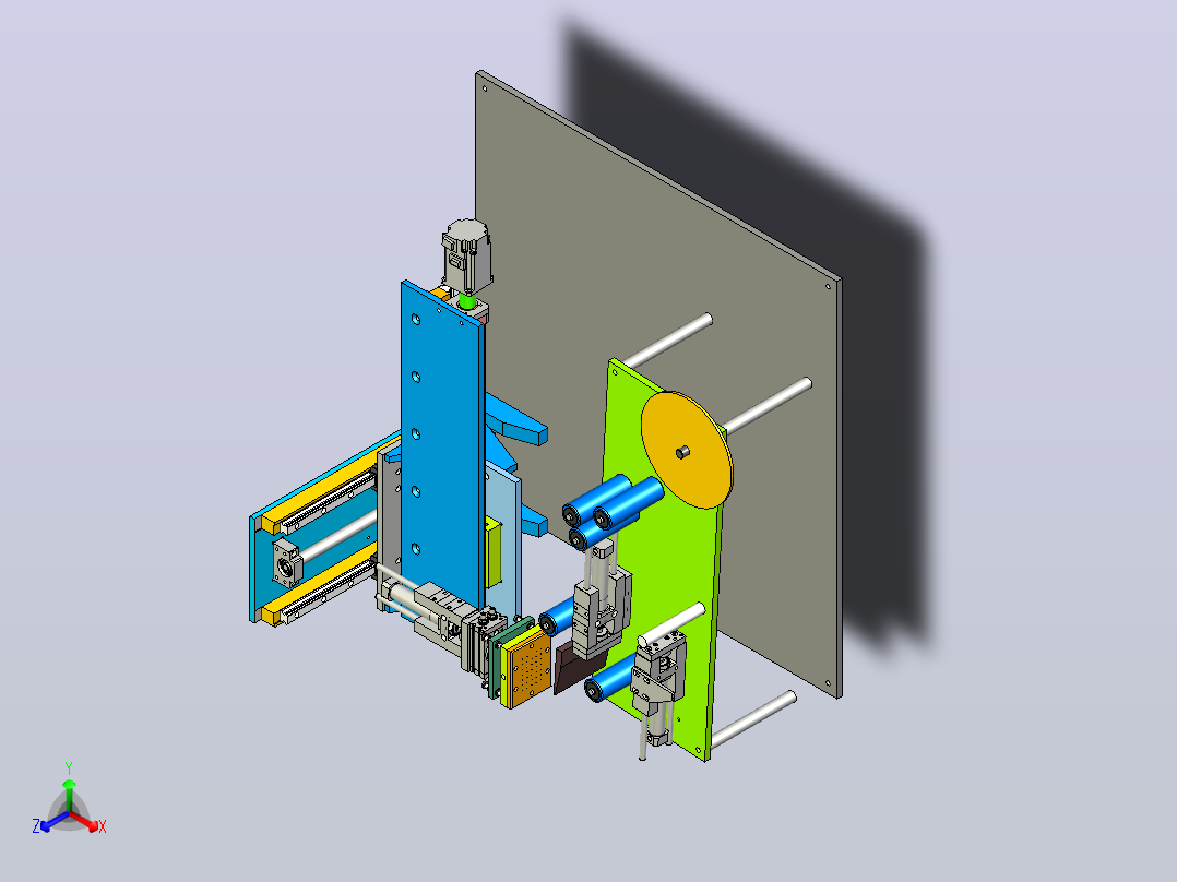 2轴贴标签机构3D模型正等轴测图