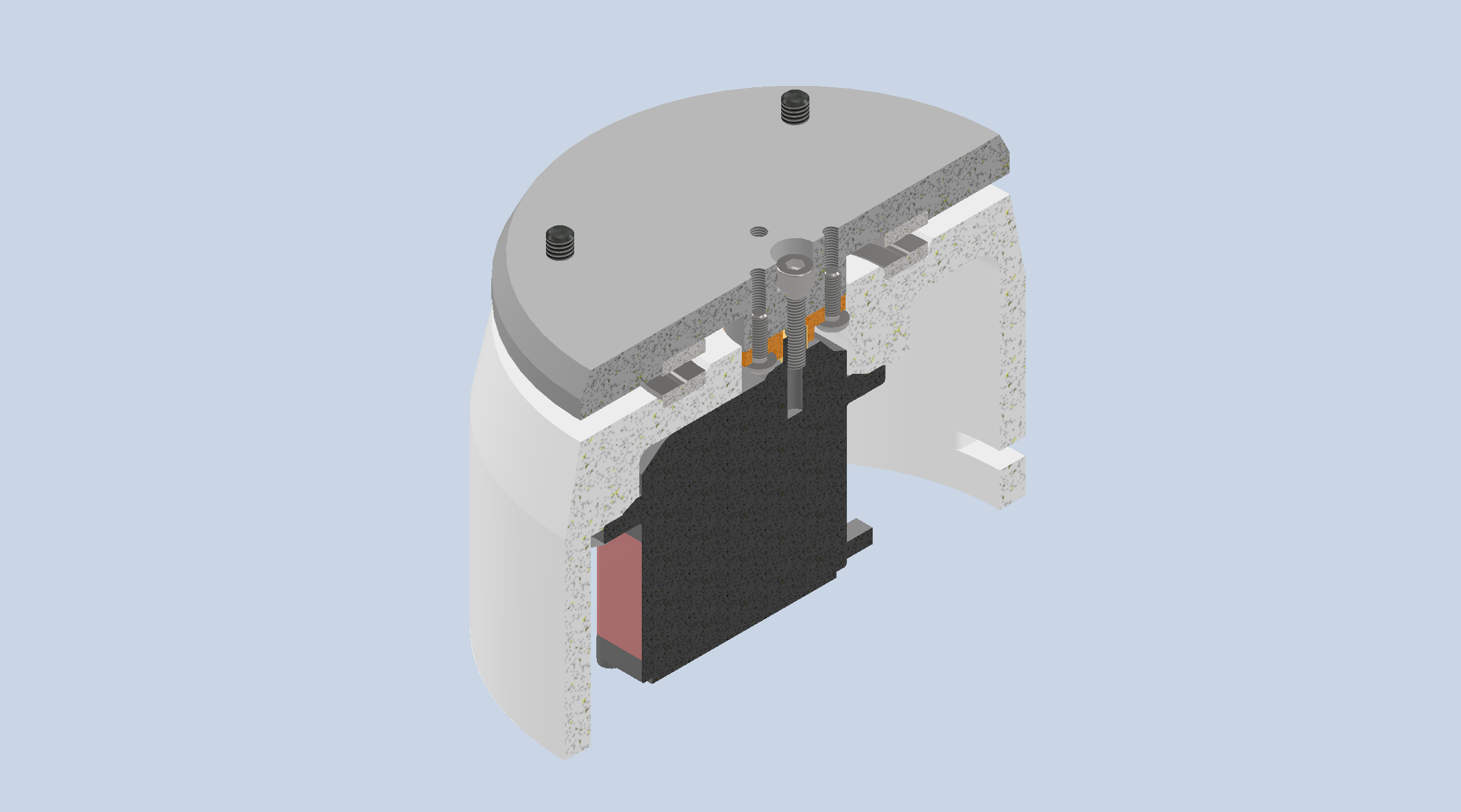 小型机器人的旋转底座，它使用一个由轴向轴承支撑的MG995型伺服机构来增加转台的支承面