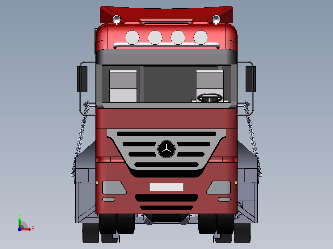 平板拖挂车前视图