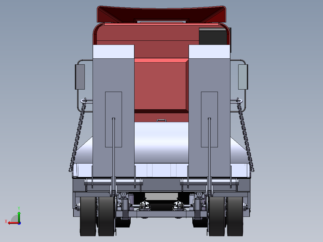 平板拖挂车后视图