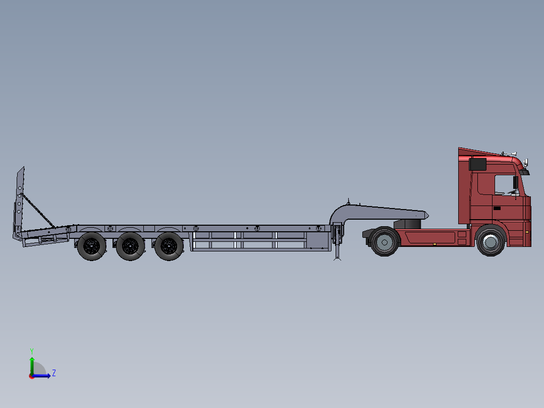 平板拖挂车左视图