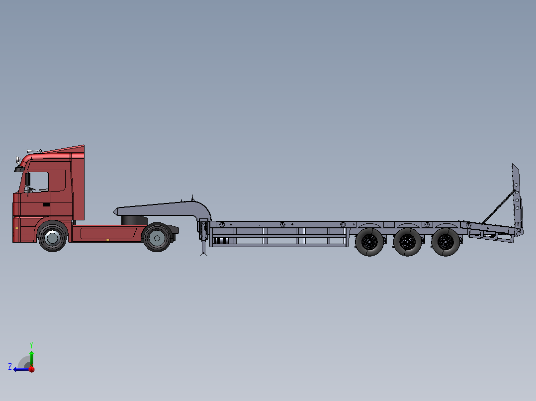 平板拖挂车右视图
