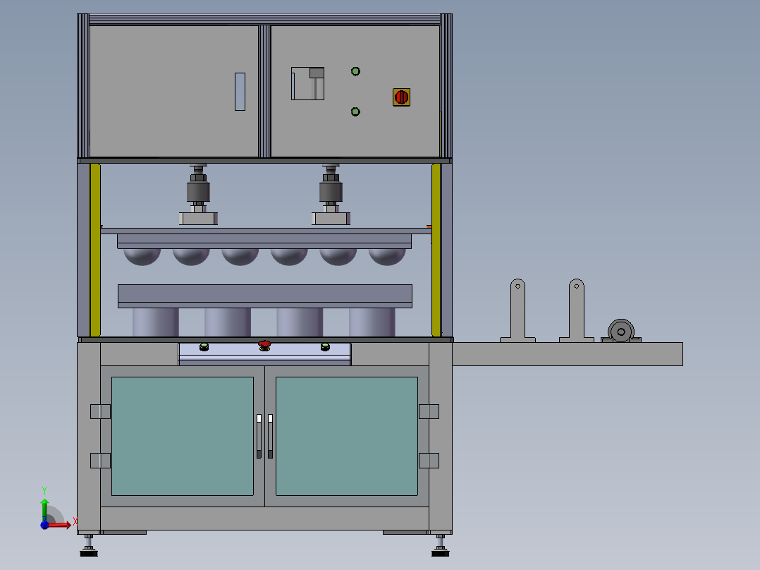 杯型冲压成型机3d图纸前视图