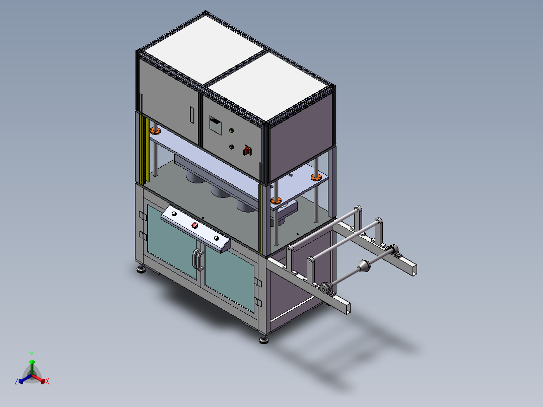 杯型冲压成型机3d图纸正等轴测图