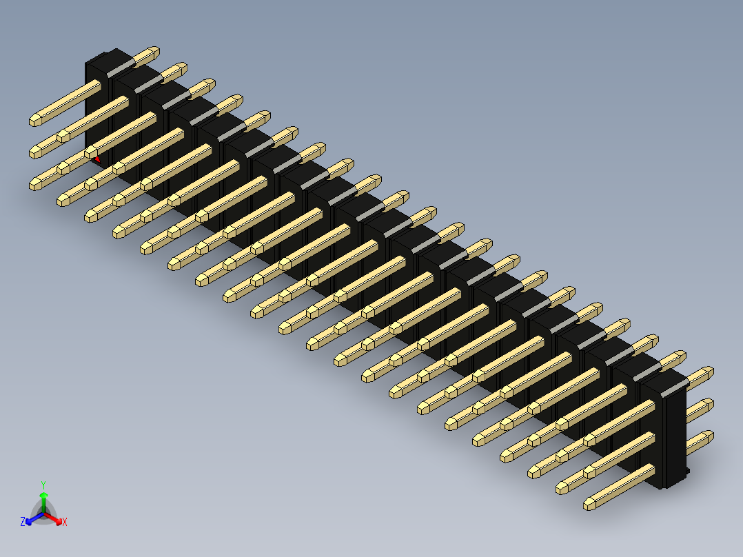 彩色公头100mil（2.54mm）系列-DS1021_black_3x21p_100mil_Type1_rev1.0主视图