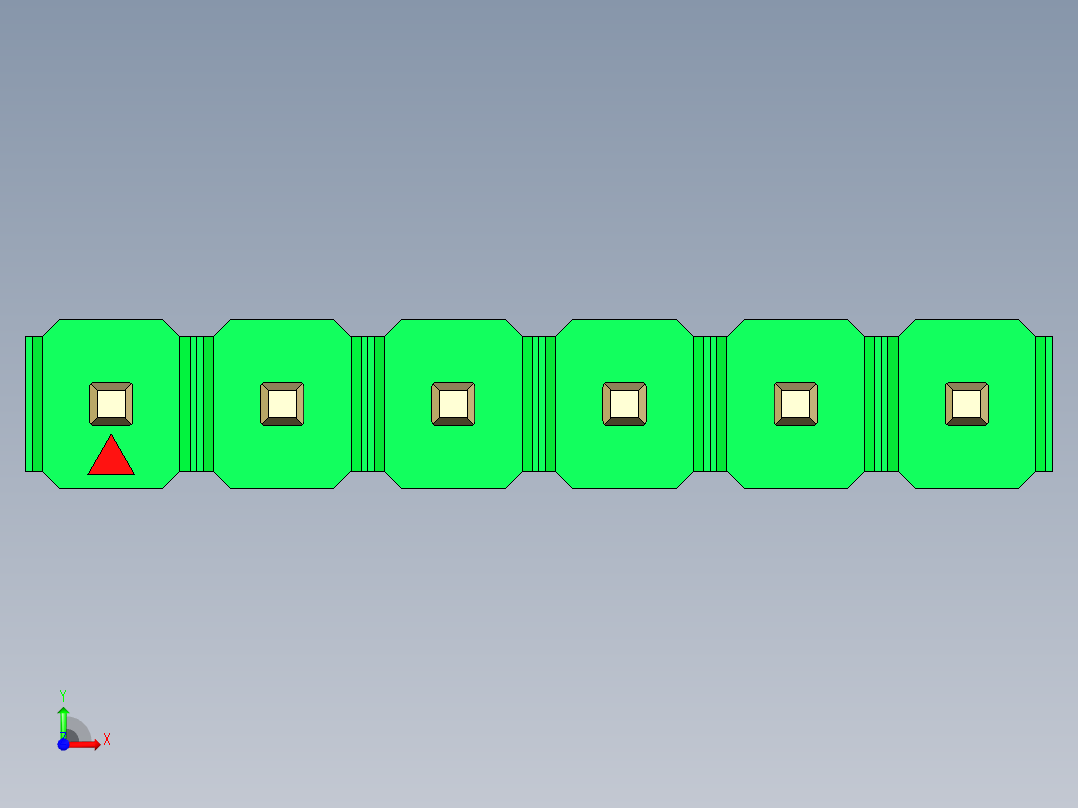 彩色公头100mil（2.54mm）系列-DS1021_green_1x06p_100mil_Type43_rev1.0前视图